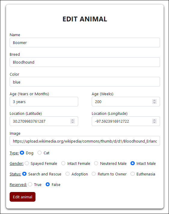 edit form